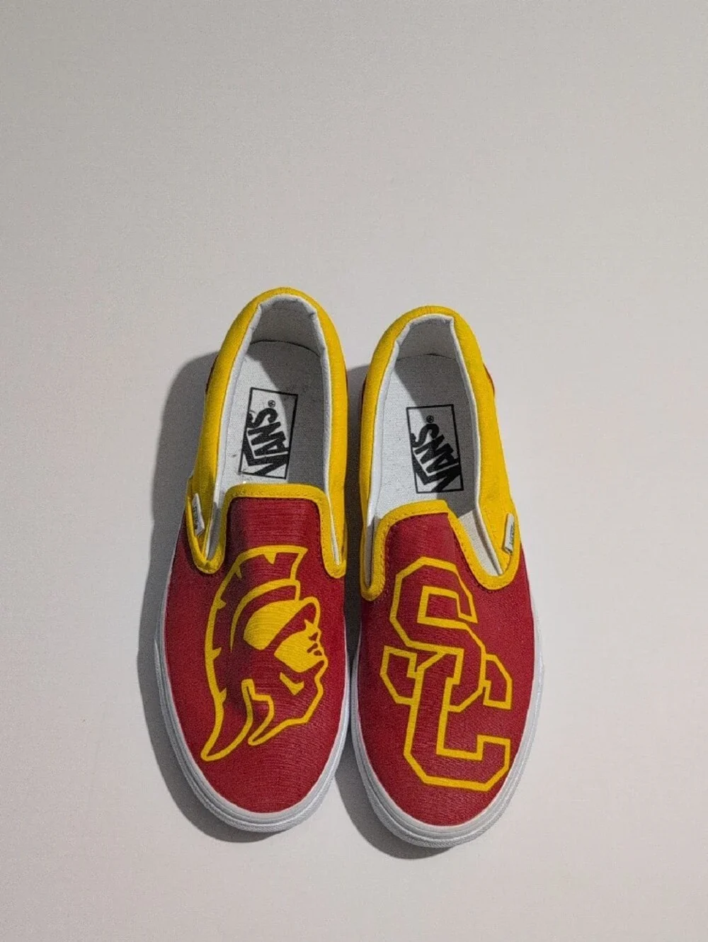 Vans Classic Graphic Slip-On Sneakers Maroon Yellow Unisex Size